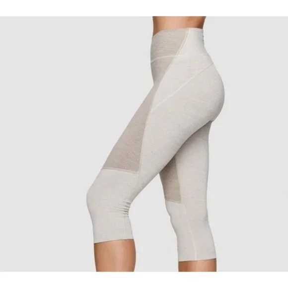 Outdoor Voices Tech Sweat Two Tone Coyote Atmosphere Crop Leggings Sand Beige S - Picture 2 of 6